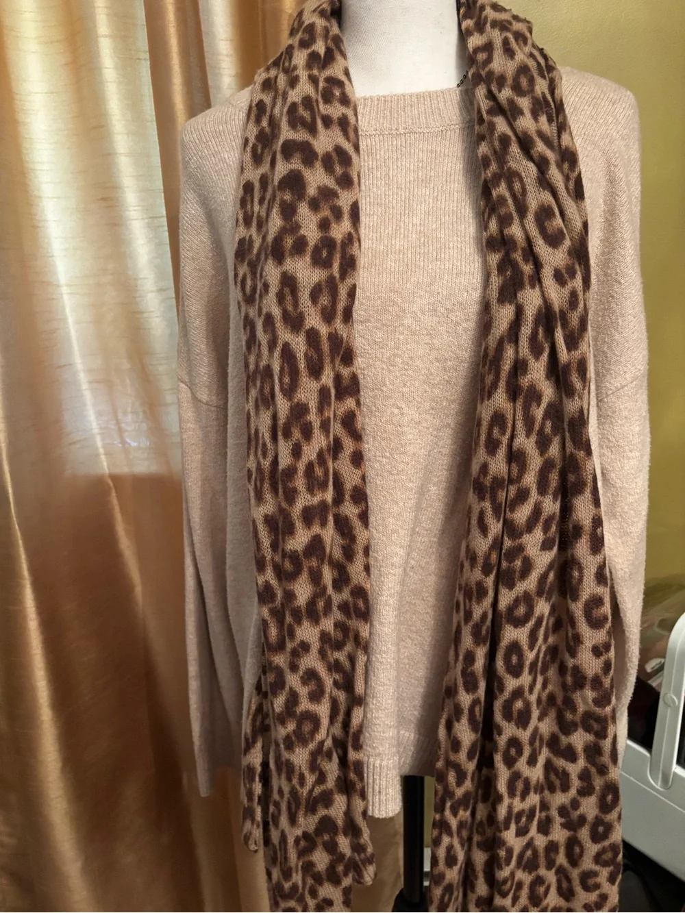 Leopard Print Scarf - Brown and tan